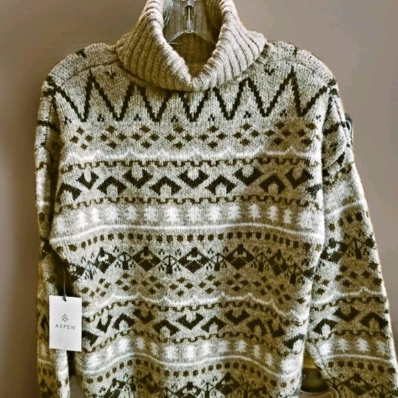 Aspen Knit Brown Long Sleeve Turtleneck Sweater Women's Size M New With Tags - Picture 1 of 8